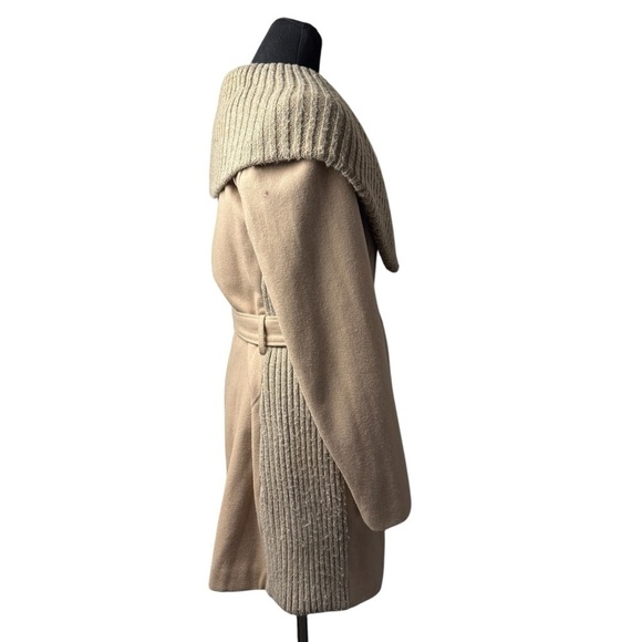 Anthropologie Elevenses Women's SZ M Judith Shawl Camel Wool Blend Belted Coat - Picture 5 of 13